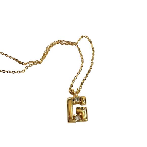 Vintage Givenchy "G" Necklace Gold Plated with 2 Rhinestones - - Picture 11 of 15